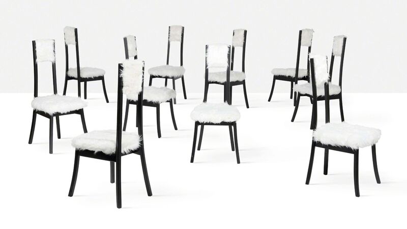 Angelo Mangiarotti, ‘Set of 10 chairs’, circa 1972, Design/Decorative Art, Painted wood, fabric, Aguttes