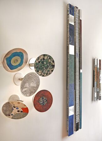 MATERIALIZE: Aluminum and Steel Paintings by Fancie Hester & Encaustic Works by Amber George, installation view