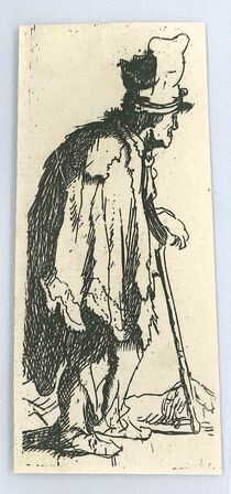 Beggar With A Crippled Hand Leaning On A Stick 