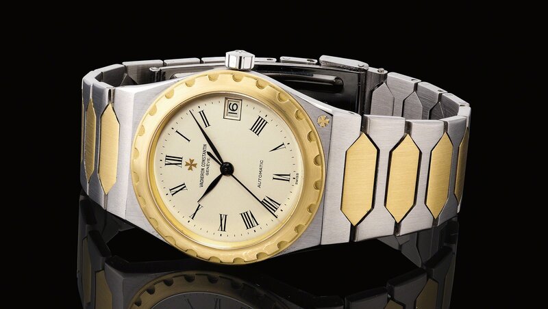 Vacheron & Constantin, ‘A very fine and rare stainless steel and yellow gold wristwatch with sweep center seconds, date and integrated bracelet’, 1987, Jewelry, Stainless steel and 18K yellow gold, Phillips