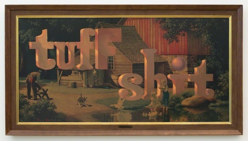 Wayne White, ‘Tuff Shit’, 2014, Painting, Acrylic on vintage offset lithograph, Joshua Liner Gallery