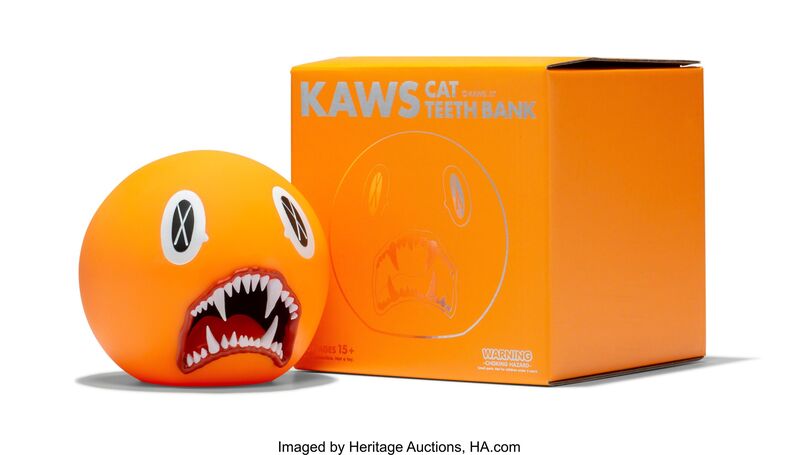 KAWS, ‘Cat Teeth Bank (Orange)’, 2007, Sculpture, Painted cast vinyl, Heritage Auctions
