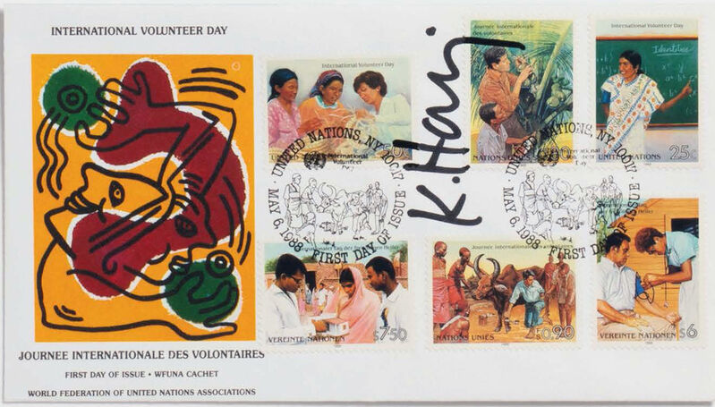 Keith Haring, ‘Signed Keith Haring International Volunteer Day mailer 1988’, 1988, Ephemera or Merchandise, Offset printed mailing envelope, Lot 180 Gallery