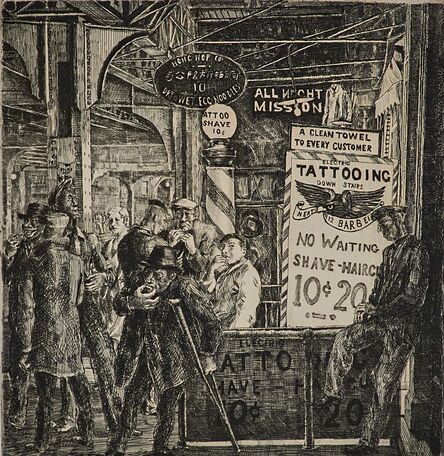 Reginald Marsh, ‘Tattoo, Haircut and Shave’, 1932 (printed in 1969)