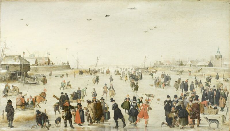 Hendrick Avercamp, ‘Winter Scene on a Frozen Canal’, ca. 1620, Painting, Oil on wood, Los Angeles County Museum of Art