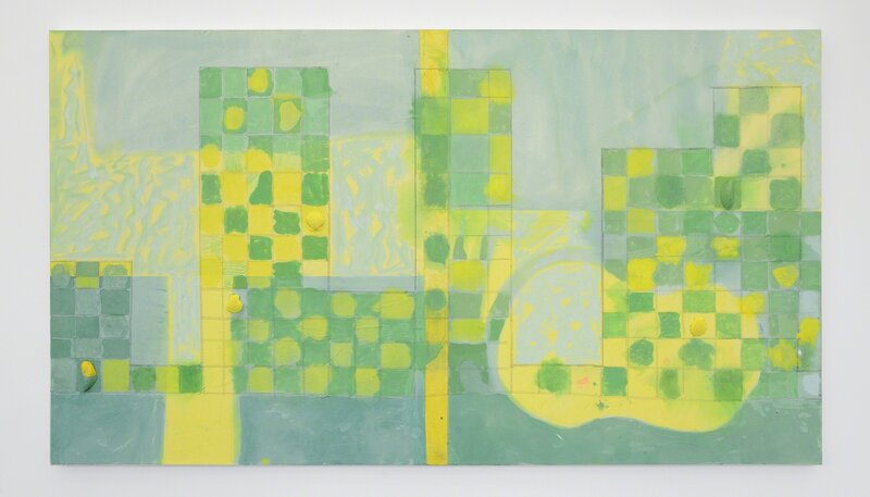 Tyson Reeder, ‘Green Cityscape’, 2015, Painting, Sea shells, acrylic and pencil on paper on canvas, Office Baroque
