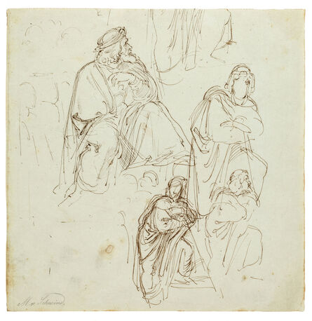 Moritz von Schwind, ‘Studies of a Seated Figure for “The Contest of the Minnesingers at the Wartburg”’, ca. 1844