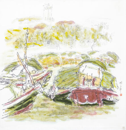 Lim Tze Peng, ‘Bumboats On the Singapore River’, 1980-1990s