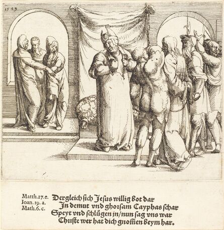 Augustin Hirschvogel, ‘Christ is Mocked, and Caiaphas Rends His Garments’, 1549