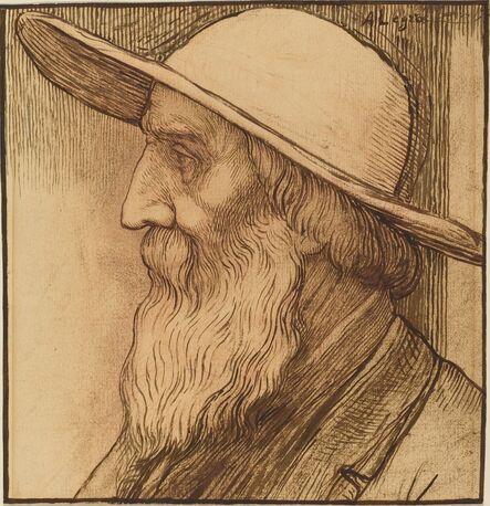 Alphonse Legros, ‘Head of an Old Man with a Wide-Brimmed Hat’