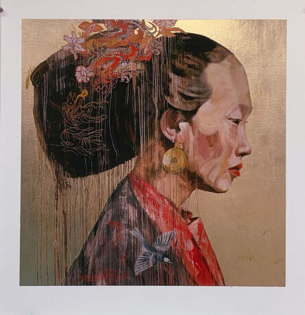Hung Liu 刘虹, ‘Chinese Profile, Gold’, 2021