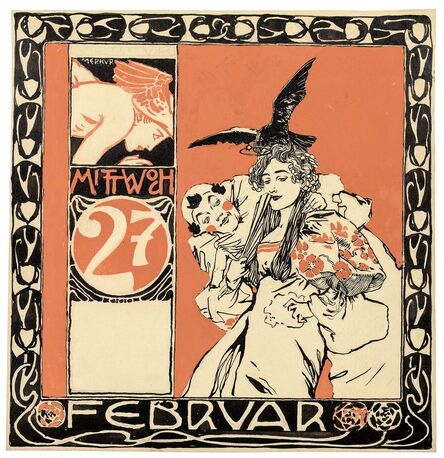 Koloman Moser, ‘Calendar sheet: Wednesday, February, 27’, 1901