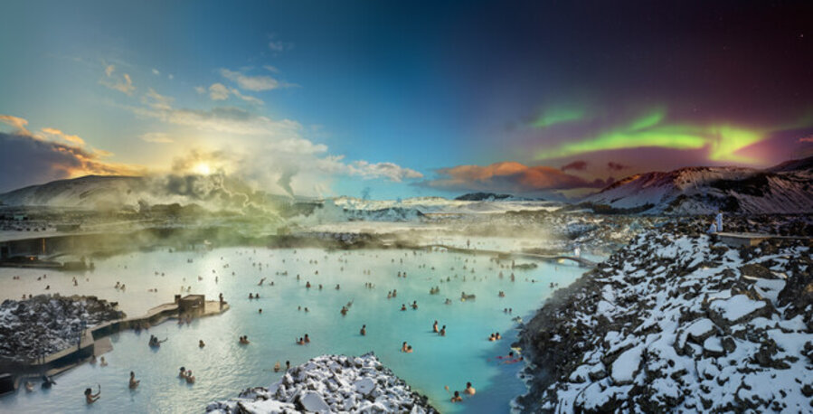 Blue Lagoon, Iceland, Day to Night