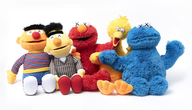 KAWS, ‘Kaws Sesame Street’, 2018, Ephemera or Merchandise, A complete set of five Plush Toys, to include; Elmo, Big Bird, Cookie Monster, Bert & Ernie, Tate Ward Auctions