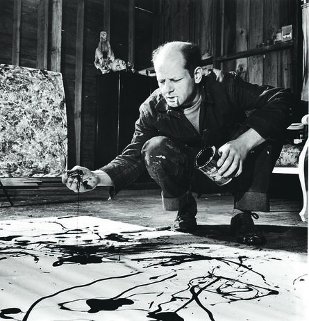 Martha Holmes, ‘Artist Jackson Pollock Dribbling Sand on Painting While Working in his Studio’