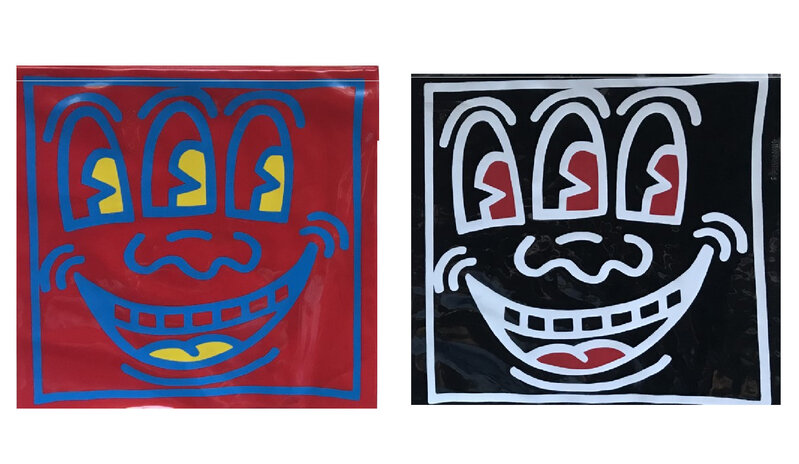 Keith Haring, ‘SET OF 2- "Three Eye Zipper Pouch", 1980's, POP SHOP NYC, Red or Black’, 1980's, Ephemera or Merchandise, Plastic, VINCE fine arts/ephemera