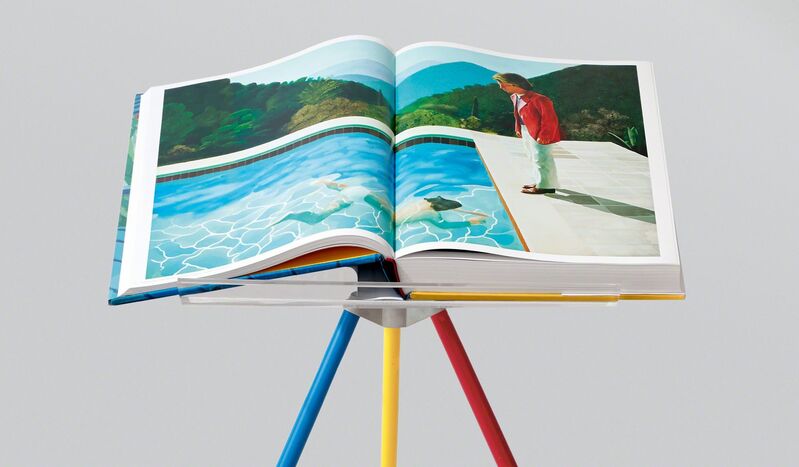 David Hockney, ‘David Hockney. A Bigger Book. Art Edition D, No. 751–1,000’, 2016, Other, Hardcover, 498 pages, 13 fold-outs, 50 x 70 cm (19.7 x 27.5 in.); with iPad drawing Untitled, 516, 2010, signed by the artist and numbered, 8-color ink-jet print on cotton-fibre archival paper, 33 x 44 cm (12.9 x 17.3 in.) on 43.2 x 56 cm (17 x 22 in.) paper; an adjustable bookstand by Marc Newson; and an illustrated 680-page chronology book, TASCHEN