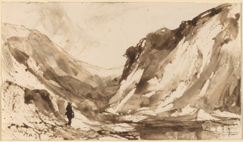 William M. Hart, ‘Deep Valley in Mountainous Landscape’, Drawing, Collage or other Work on Paper, Pen and brown ink with brown wash, National Gallery of Art, Washington, D.C.