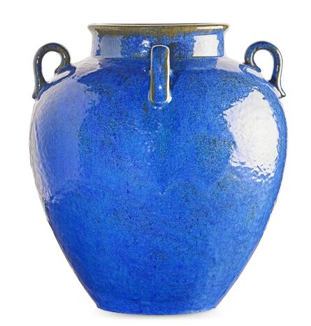 Fulper Pottery, ‘Large four-handled Venetian Blue vase, Flemington, NJ’, 1910s