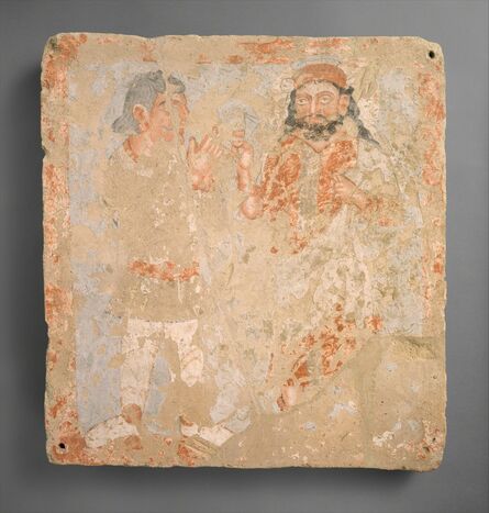 Unknown Kushan, ‘Panel with the god Zeus/Serapis/Ohrmazd and worshiper’, ca. 3rd century A.D.