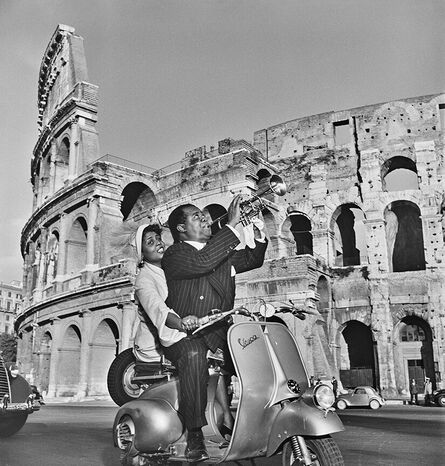 Slim Aarons, ‘Jazz Scooter: Louis Armstrong and Lucille Brown, Rome, Italy’, 1949