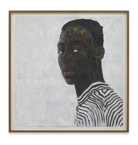 Amoako Boafo, ‘Boy in a Black and White Stripe Shirt’, 2018