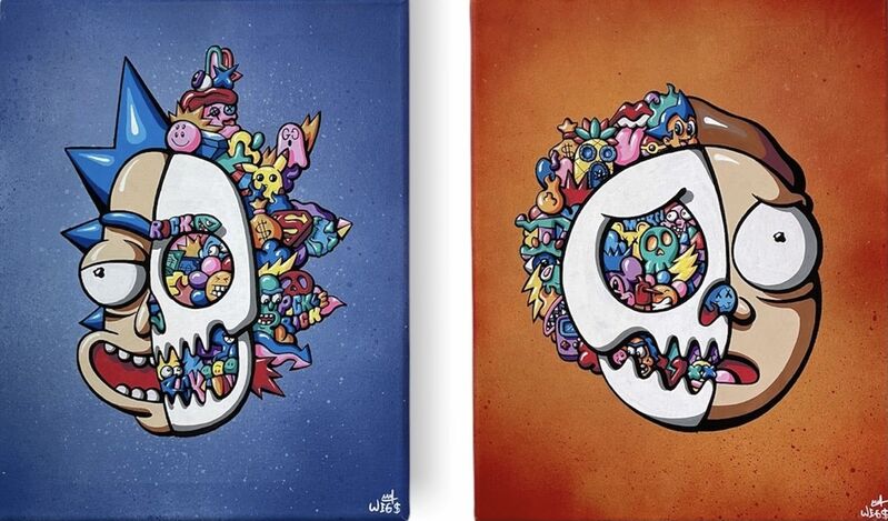 Wegs, ‘Rick & Morty Set’, 2021, Painting, Canva, Signature Fine Art