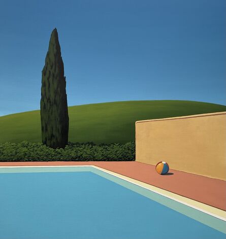Magdalena Laskowska, ‘Play time by the pool - landscape painting’, 2022