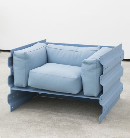Philippe Malouin, ‘Armchair: structural steel tiles, leather cushions’, 2021