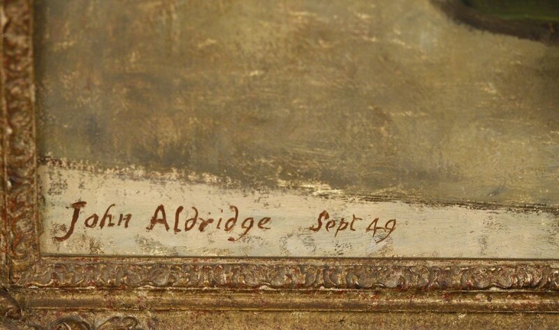 John Arthur Malcolm Aldridge, ‘STILL LIFE OF FRUIT AND A BASKET ON A TABLE’, Painting, Oil on canvas, Sworders