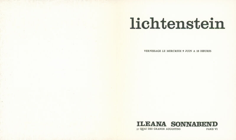 Roy Lichtenstein, ‘Roy Lichtenstein Ileana Sonnabend Paris’, 1965, Ephemera or Merchandise, Exhibition announcement, Lot 180 Gallery