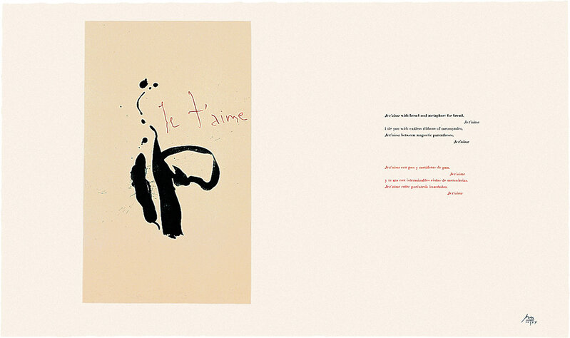 Robert Motherwell, ‘Three Poems: Je t'aime’, 1988, Print, Lithograph and chine appliqué; letterpress, Bernard Jacobson Gallery