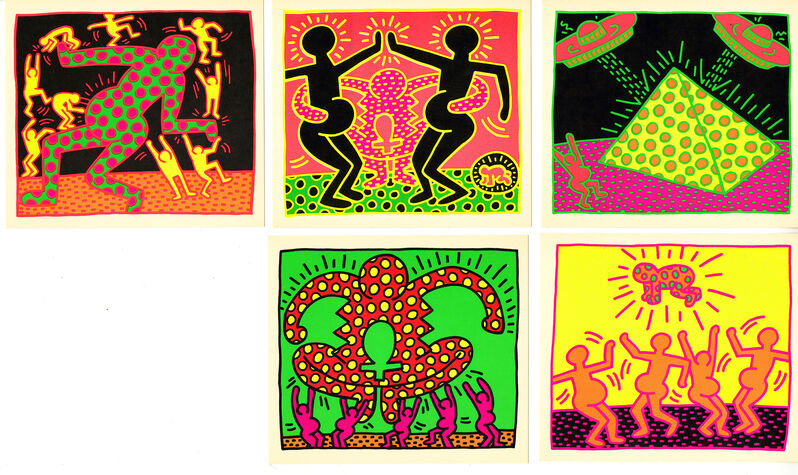 Keith Haring, ‘Keith Haring Fertility: complete set of 5 gallery announcements’, 1983, Print, Offset printed gallery announcements, Lot 180 Gallery