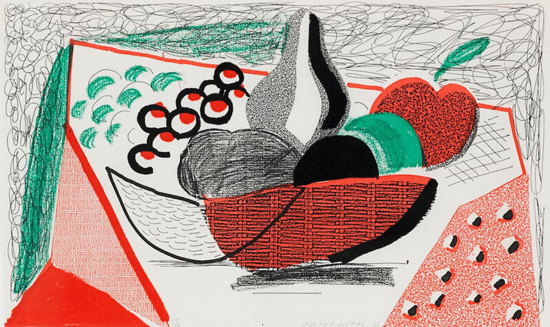 David Hockney, ‘Apples Pears & Grapes, May 1986’, 1986, Print, Homemade Print on Arches laid text paper, Kenneth A. Friedman & Co.