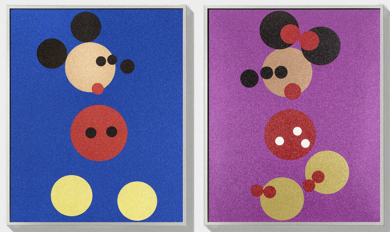 Damien Hirst, ‘Mickey (Blue Glitter) & Minnie (Pink Glitter)’, 2016, Print, Two silkscreen prints with glitter on wove paper, Tate Ward Auctions