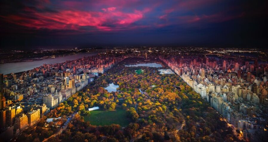 The Four Seasons, View of Central Park, Fall, Day to Night