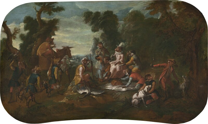 Christophe Huet, ‘Singerie: The Picnic’, ca. 1739, Painting, Oil on canvas, National Gallery of Art, Washington, D.C.
