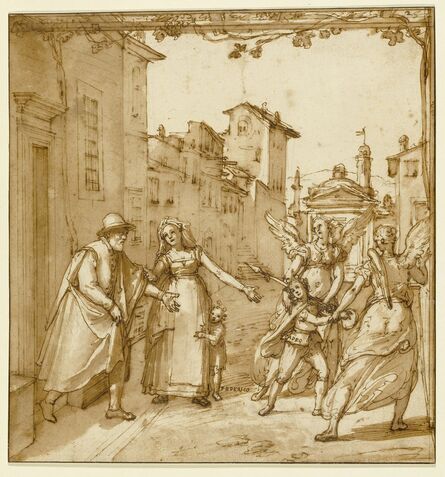 Federico Zuccaro, ‘Taddeo Leaving Home Escorted by Two Guardian Angels’, 1595