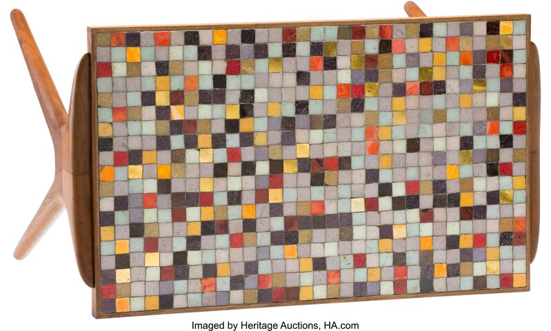 Vladimir Kagan, ‘Set of Three Nesting Tables’, circa 1950, Design/Decorative Art, Walnut inset with glass mosaic, Heritage Auctions