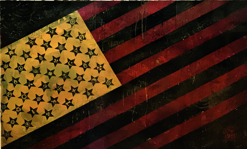 Shepard Fairey, ‘Flag 4’, 2010, Drawing, Collage or other Work on Paper, Mixed media and collage on paper, DIGARD AUCTION