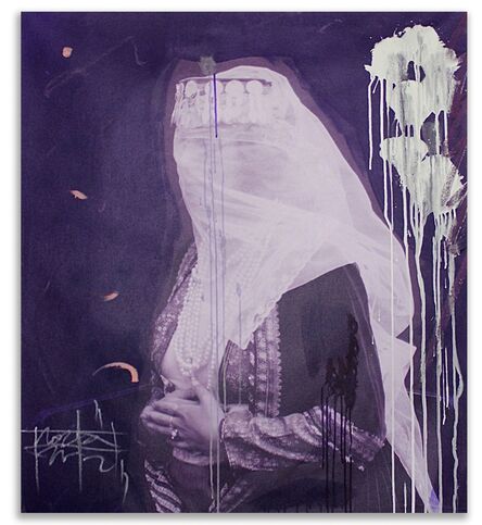 Firouz Farmanfarmaian, ‘A Woman with a Veil in Purple (Panel I)’, 2017