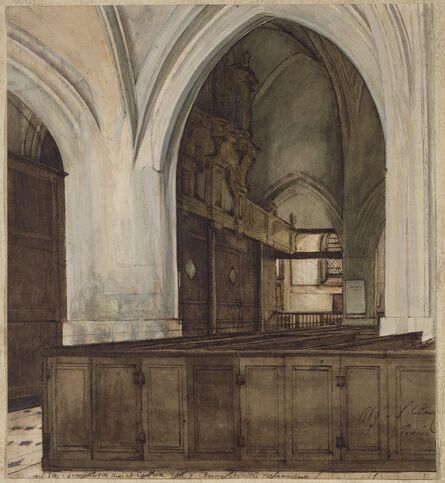 François Bonvin, ‘Interior of Abbey of Aramont’, 1869