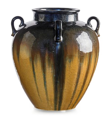 Fulper Pottery, ‘Large four-handled vase, Cat's Eye flambé glaze, Flemington, NJ’, 1920s