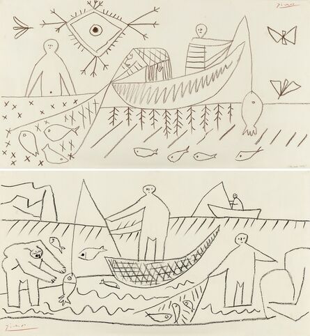 Pablo Picasso, ‘Fishermen (recto/verso)’, 1957