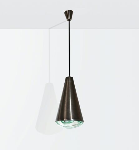 Max Ingrand, ‘a mod. 1995 pendant lamp in nickeled brass with a cut crystal shade’, ca. 1960