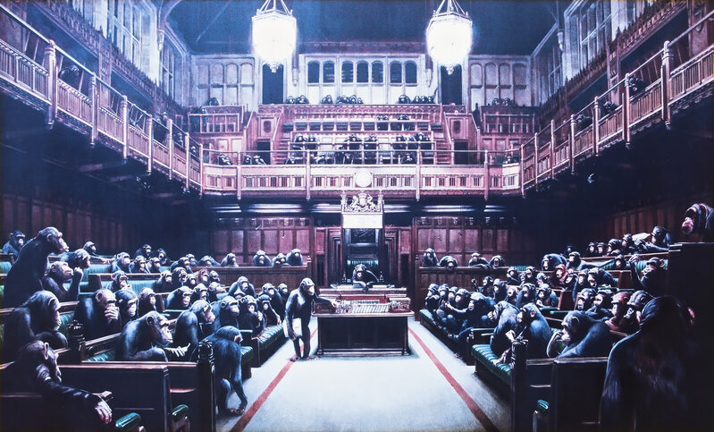 Banksy, ‘Monkey Parliament’, 2009, Ephemera or Merchandise, Offset lithograph in colours on smooth wove paper laid to backing board, Tate Ward Auctions