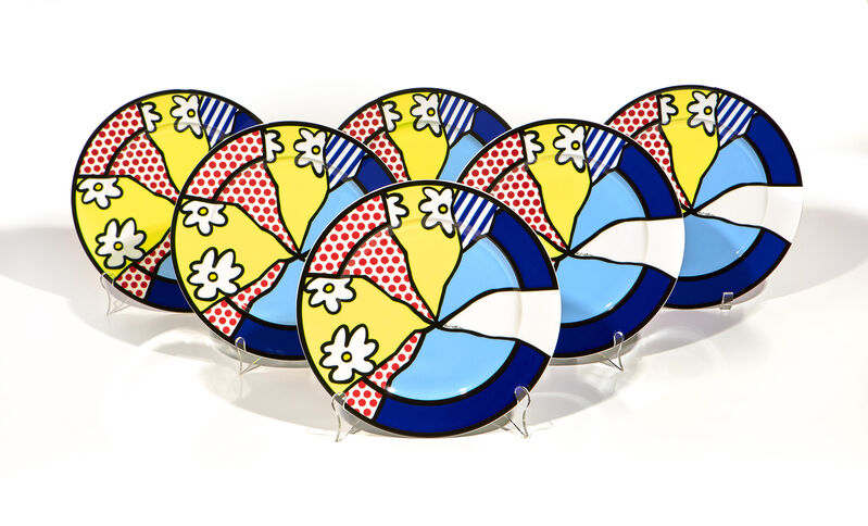 Roy Lichtenstein, ‘Water Lillies’, 1990, Design/Decorative Art, Six porcelain plates glazed in colors., Phillips