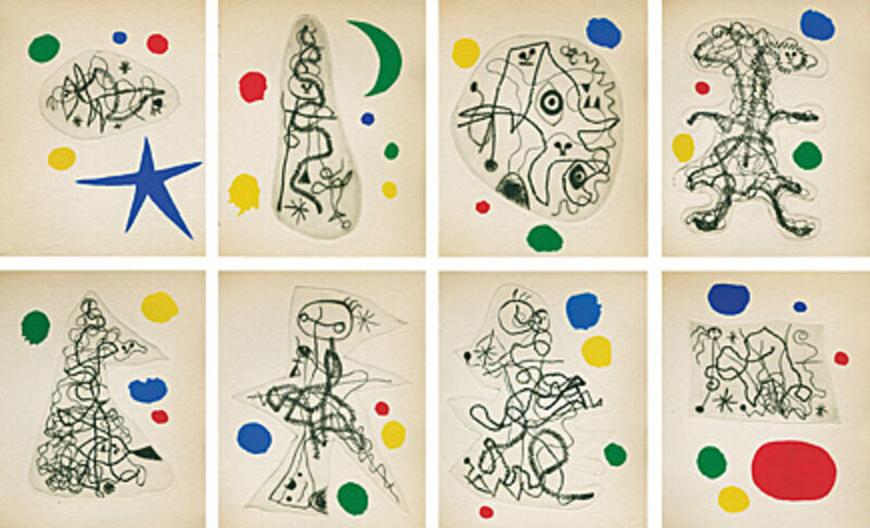 Joan Miró, ‘L'Antitête (Tristan Tzara)’, 1949, Books and Portfolios, Three bound volumes with texts from different epochs and etchings by Max Ernst, Joan Miró and Yves Tanguy compiled., Galerie Boisseree