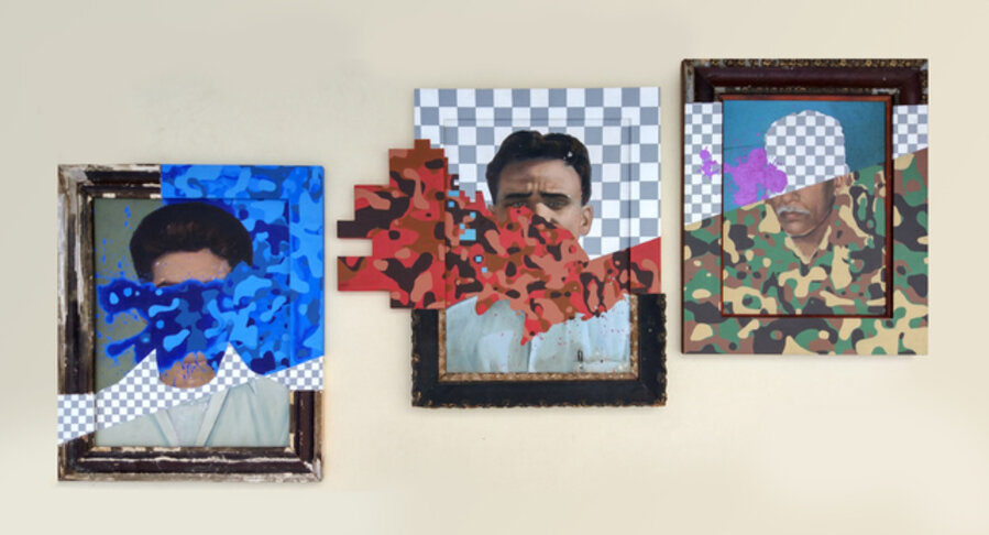 A Gentleman through three stages of RGB Invasion (Triptych)