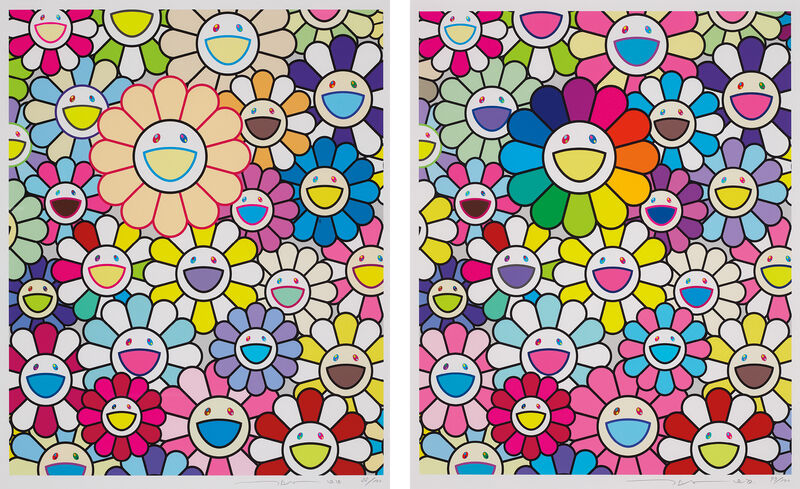 Takashi Murakami, ‘Field of Flowers; and Flowers of Hope’, 2020, Print, Two archival pigment prints in colours, on smooth wove paper, with full margins., Phillips